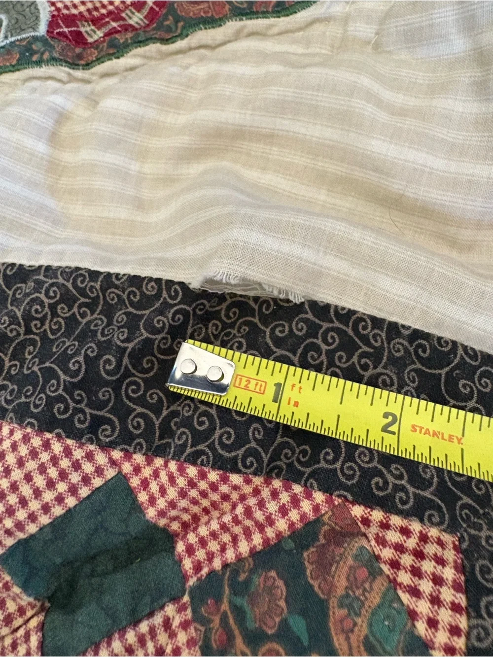 Patchwork Log Cabin Fisherman’s Wharf Applique Fish Forest Vintage Quilt 93”x84”